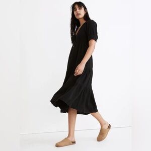 Madewell Black Midi Dress with Button Detail Size 4